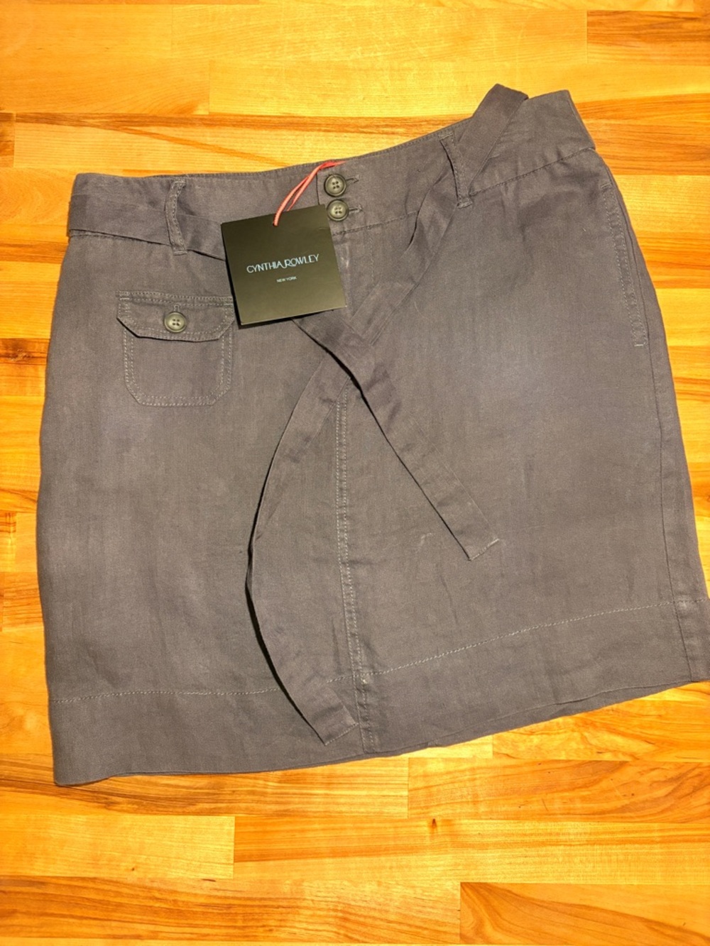 Cynthia Rowley grey Mini Skirt with Front Button & Tie